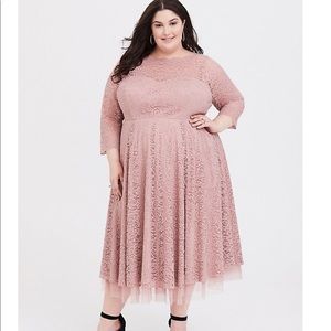 Special Occasion Blush Lace Midi Dress